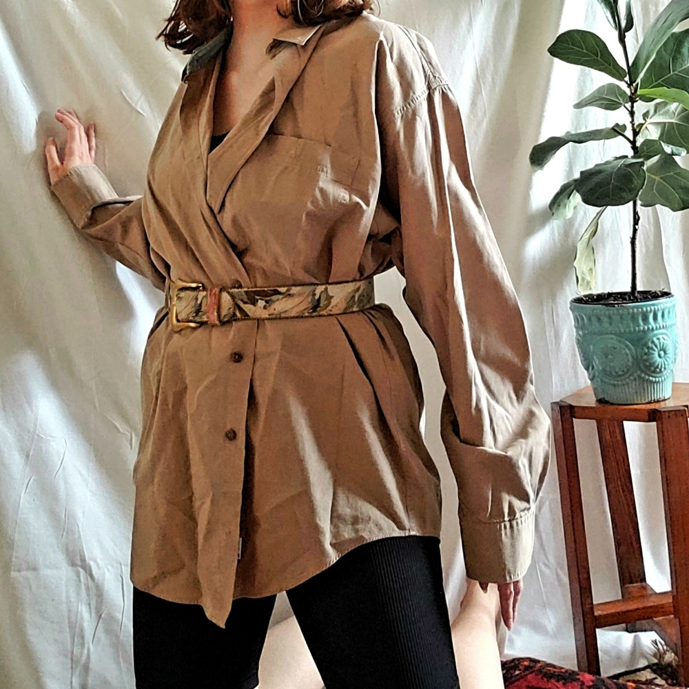 Vtg Ralph Lauren Chaps Khaki Casual Button Down